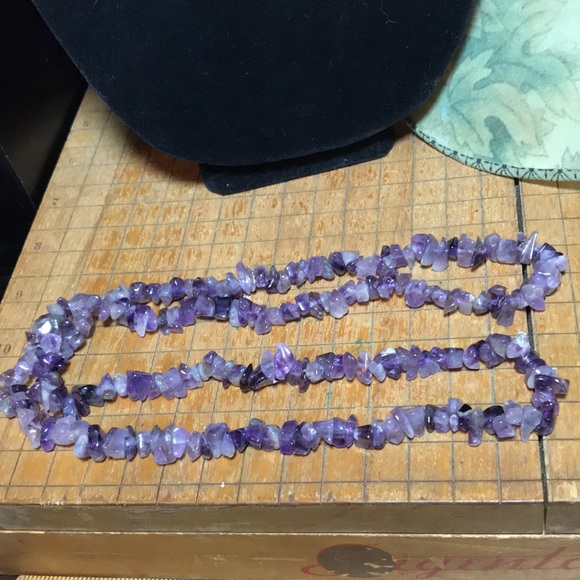 Semiprecious Stone Amethyst Crystal 31”L Necklace Continuous EVC - Picture 5 of 8